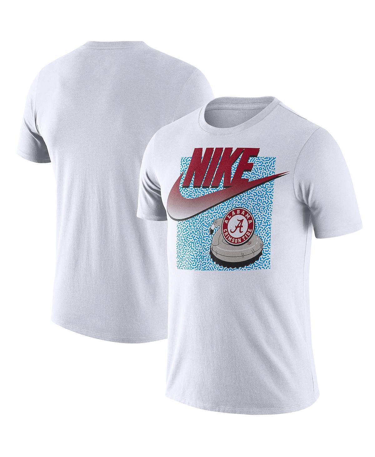 تي شيرت رجالي أبيض من Alabama Crimson Tide مطبوع عليه شعار Nike Swoosh لفصل الربيع