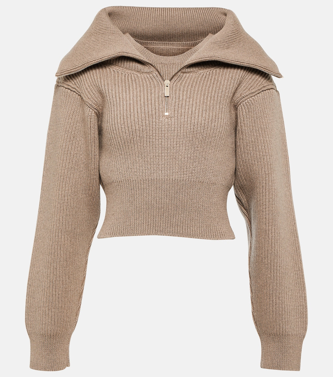 Le Maille Risoul JACQUEMUS cropped wool sweater, brown