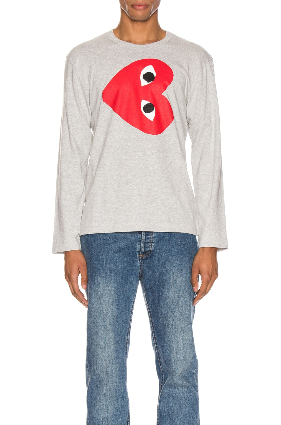 Comme des Garçons Sideways Heart Logo Longsleeve T-shirt, gray