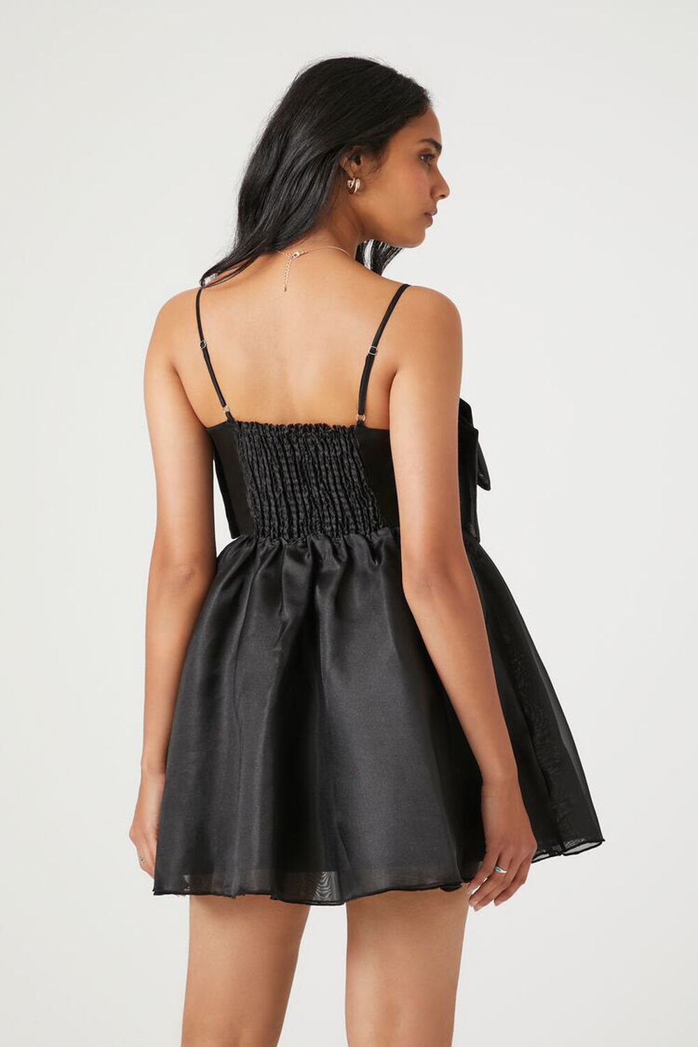 Organza mini dress with bow Forever 21, black