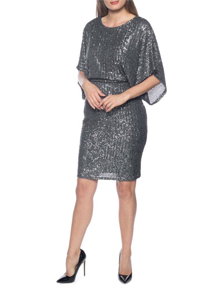 Blouson dress with sequins Marina, color Gunmetal