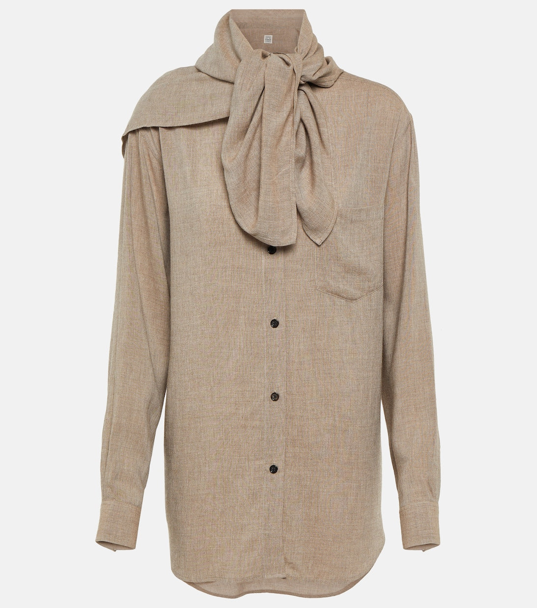 Melange shirt with scarf collar TOTEME, beige