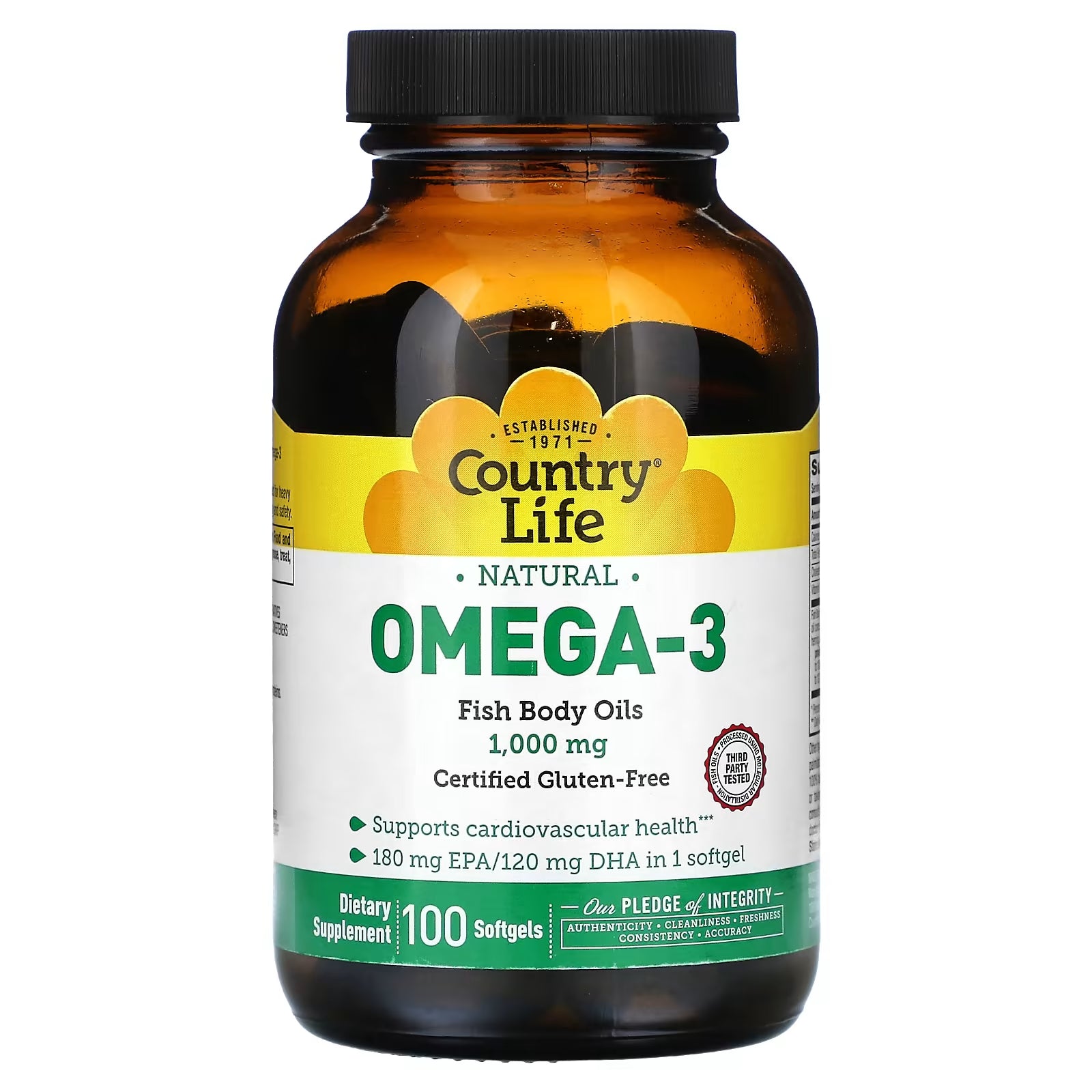 Country Life Natural Omega-3, 1000 mg, 100 capsules