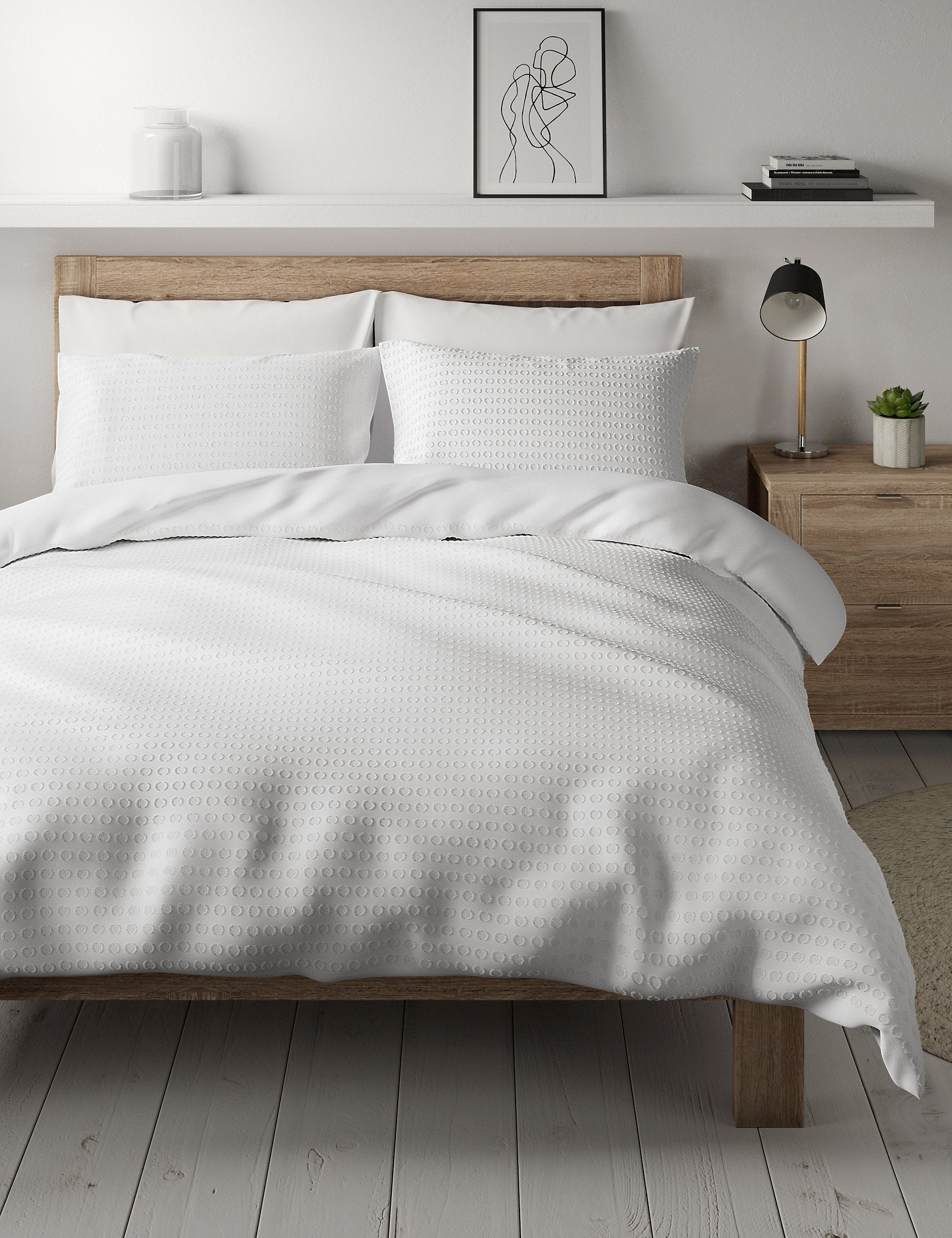 Marks & Spencer Pure Cotton Speckled Bedding Set white