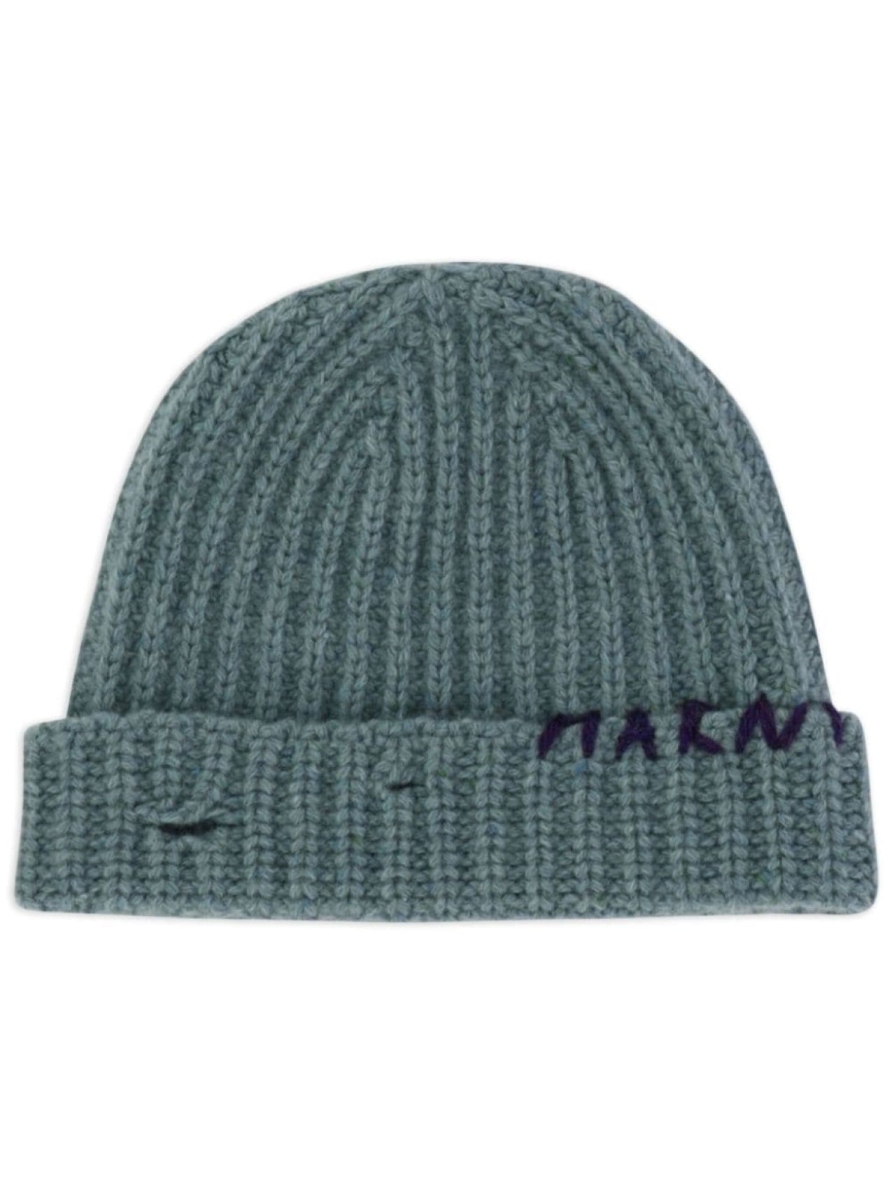 Marni Embroidered Logo Beanie Hat Blue