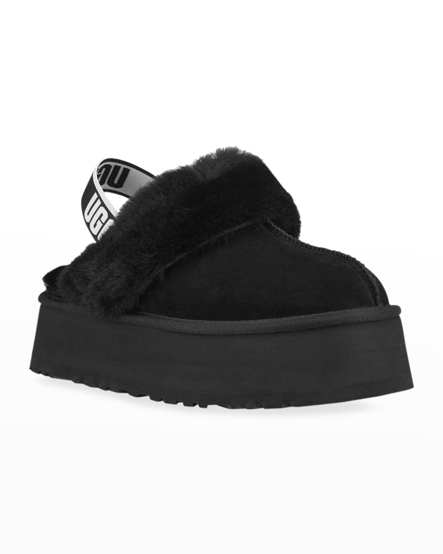 UGG Funkette Suede Platform Slippers with Fur Trim