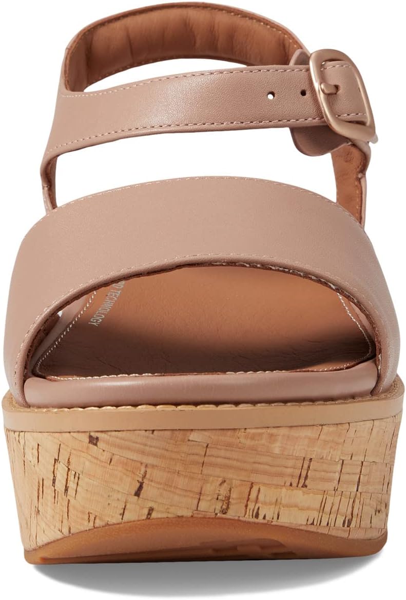 Eloise Cork-Wrap Leather Back-Strap Wedge Sandals FitFlop, beige