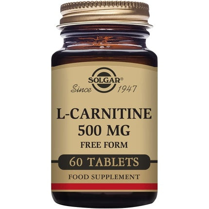 أقراص دعم التمثيل الغذائي L-Carnitine 500 mg 60 قرصًا - نباتي خالٍ من الغلوتين وكوشير، Solgar