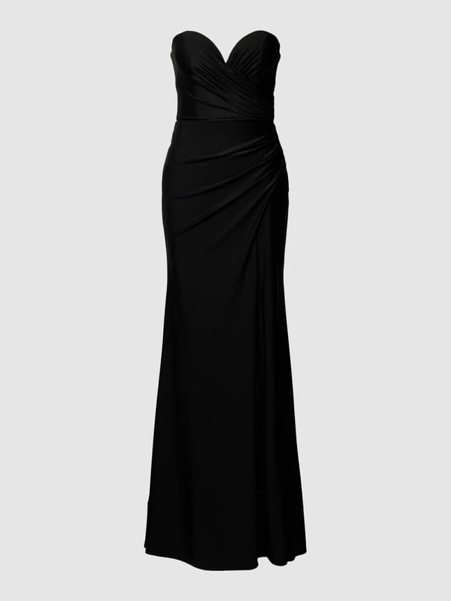 Off Shoulder Maxi Dress with Ruffles and Mascara Slit, Black