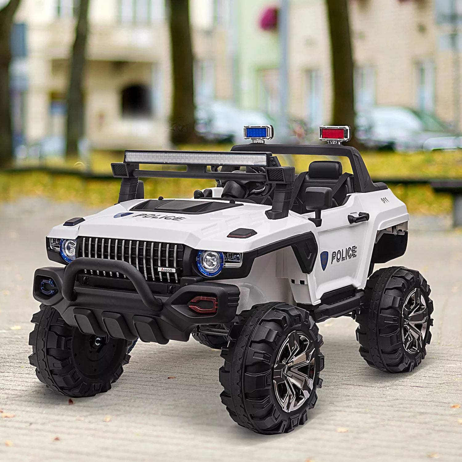 سيارة Aosom Kids Ride On Car 12V RC 2 Seater Electric Truck للأطفال مع إضاءة LED وMP3 وجهاز تحكم عن بعد للوالدين (وردي) Aosom، أسود