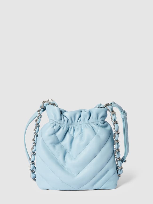 Shoulder bag with decorative stitching, model SILKY Les Visionnaires, light blue