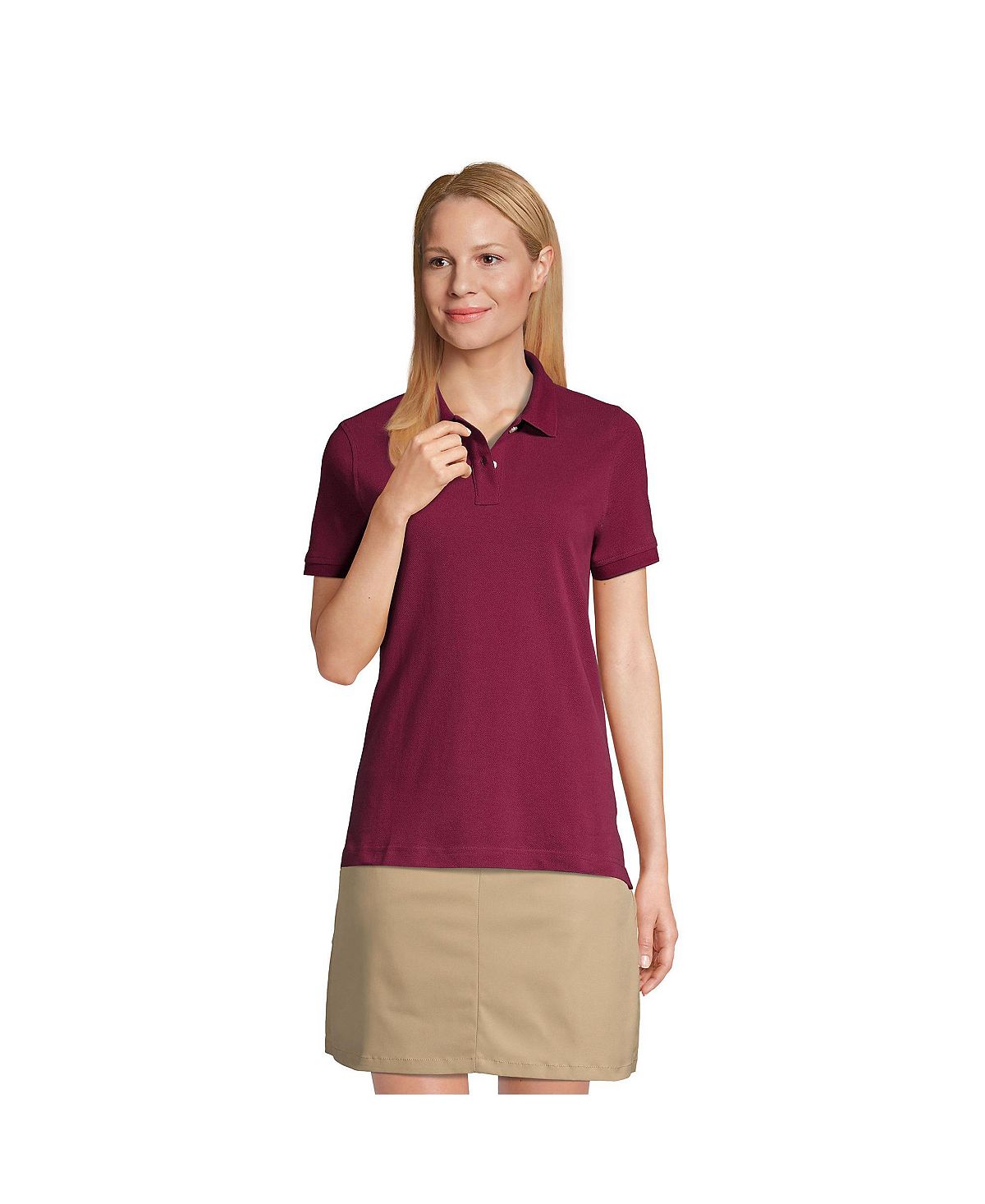 Lands' End Women's School Uniform Short Sleeve Mesh Polo Shirt