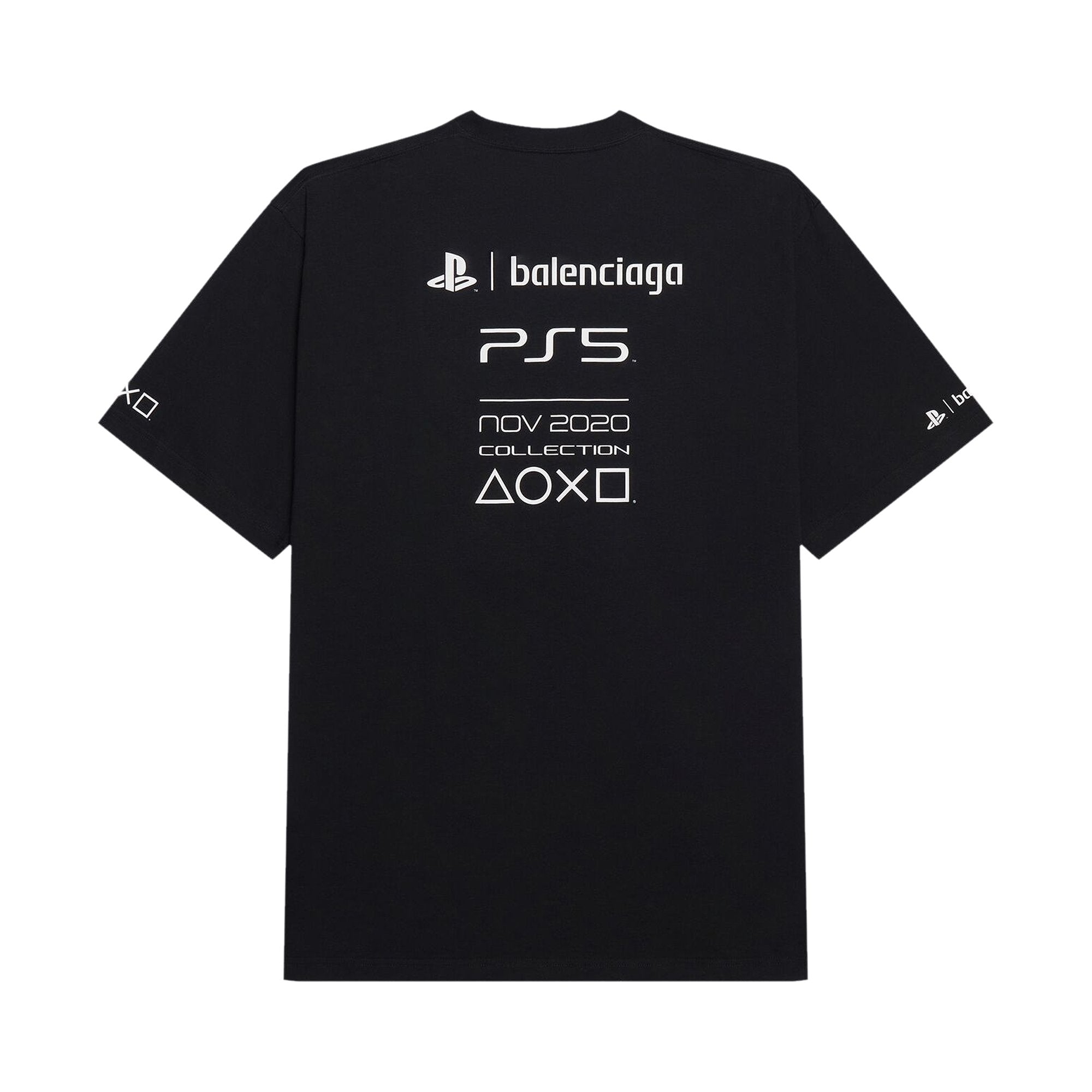 تي شيرت Balenciaga Playstation كبير الحجم، أسود/أبيض