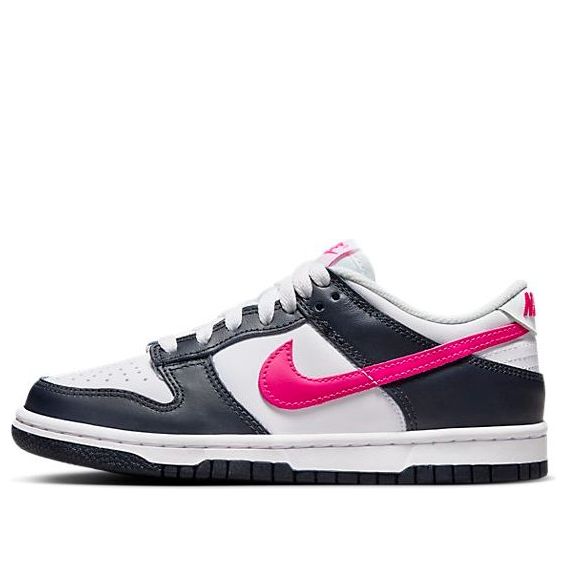 حذاء رياضي (GS) Nike Dunk Low 'Obsidian Fierce Pink'، اللون: أسود داكن/وردي عنيف/أبيض