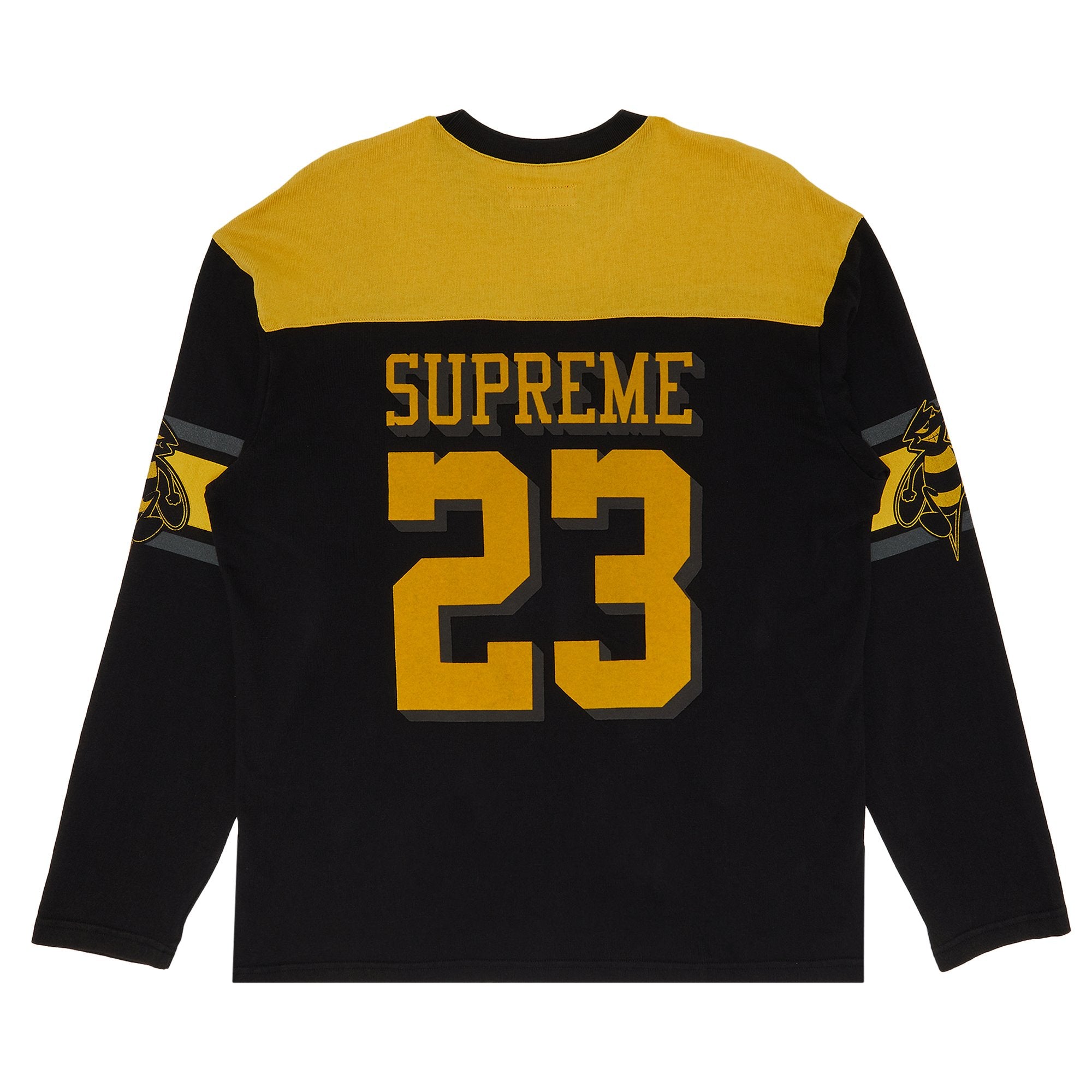 تي شيرت كرة قدم بأكمام طويلة مطبوع عليه Supreme Bumblebee، باللون الأسود