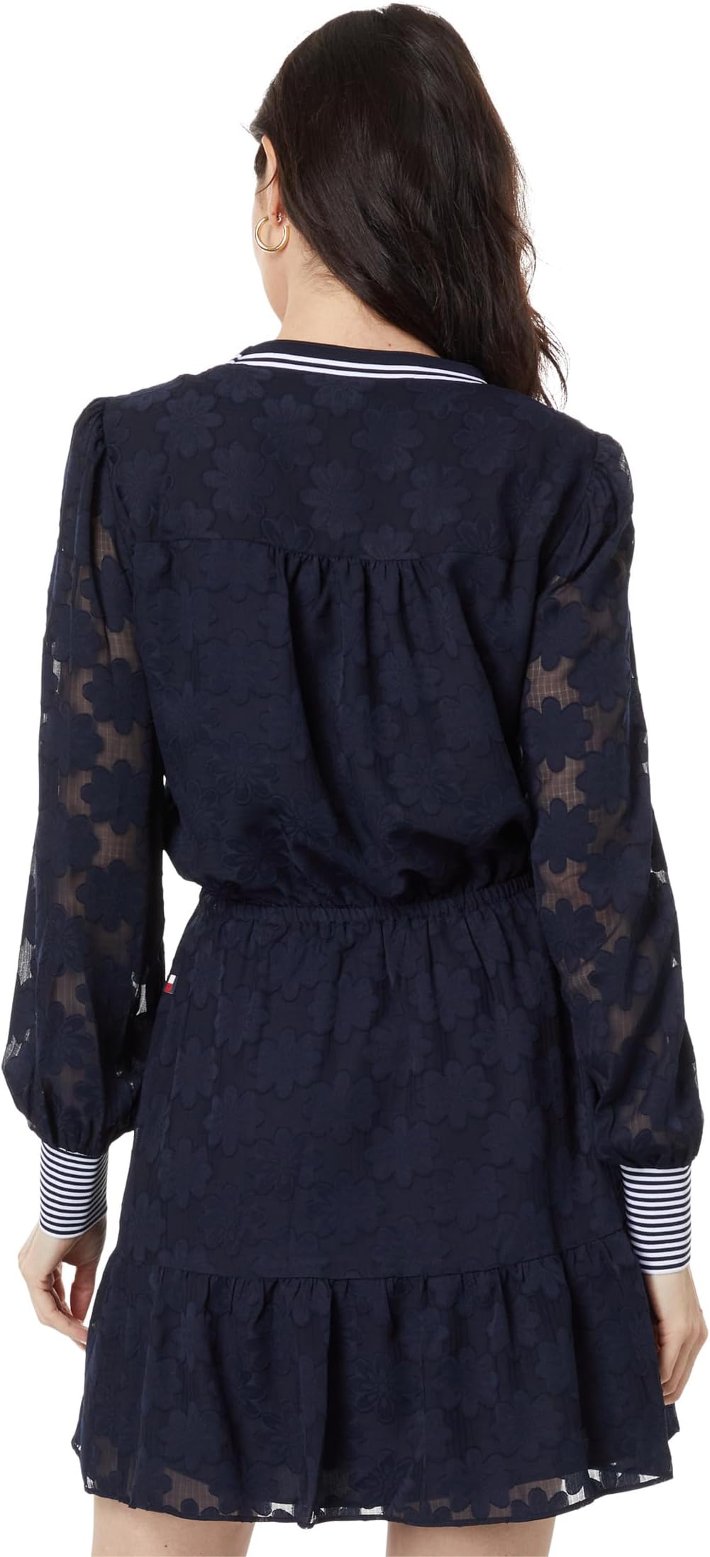 Tommy Hilfiger Floral Long Sleeve Mini Dress in Sky Captain