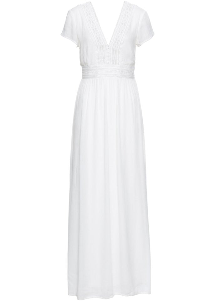 Summer maxi dress with Bodyflirt lace, white