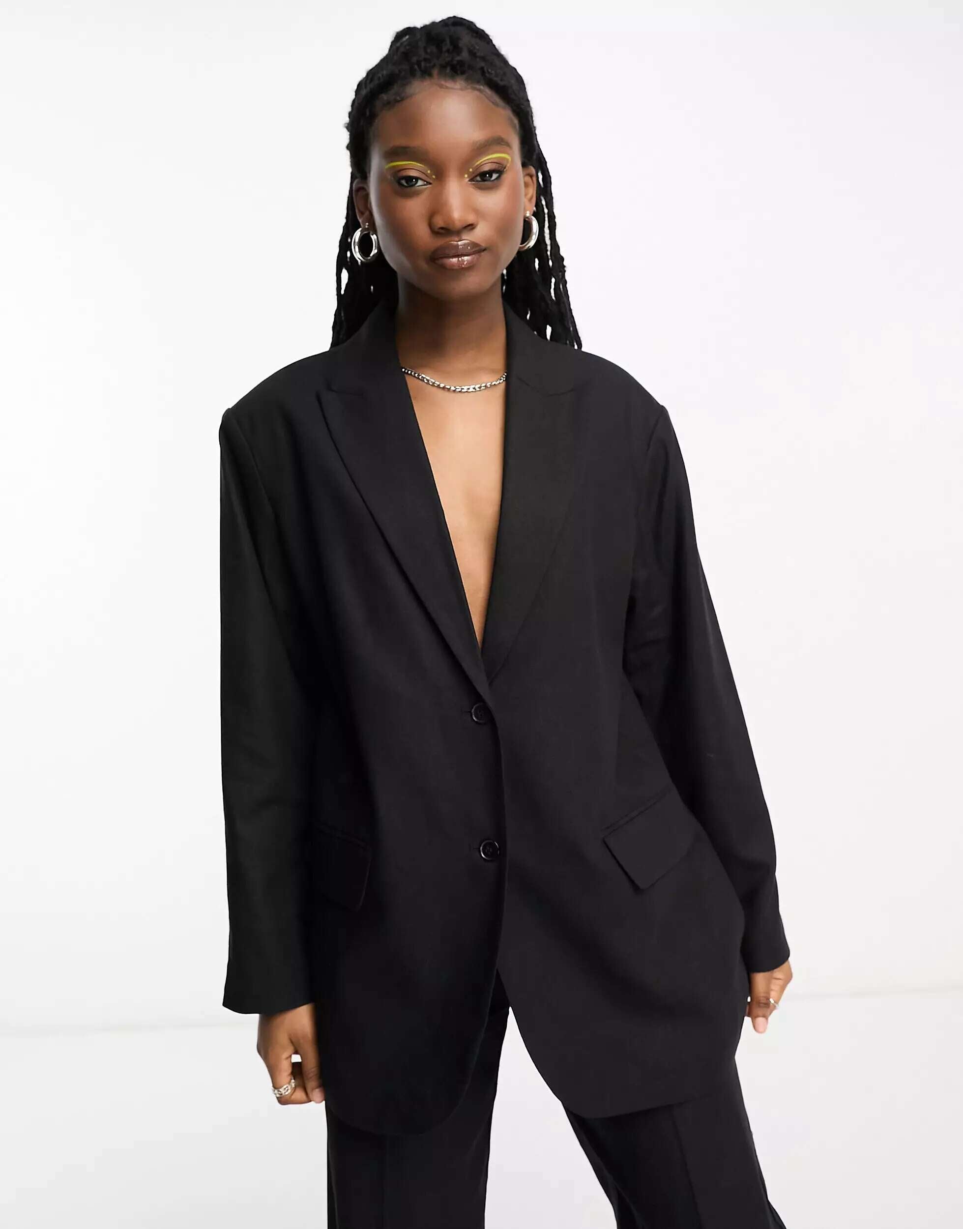 Black Linen Jacket Weekday Liv