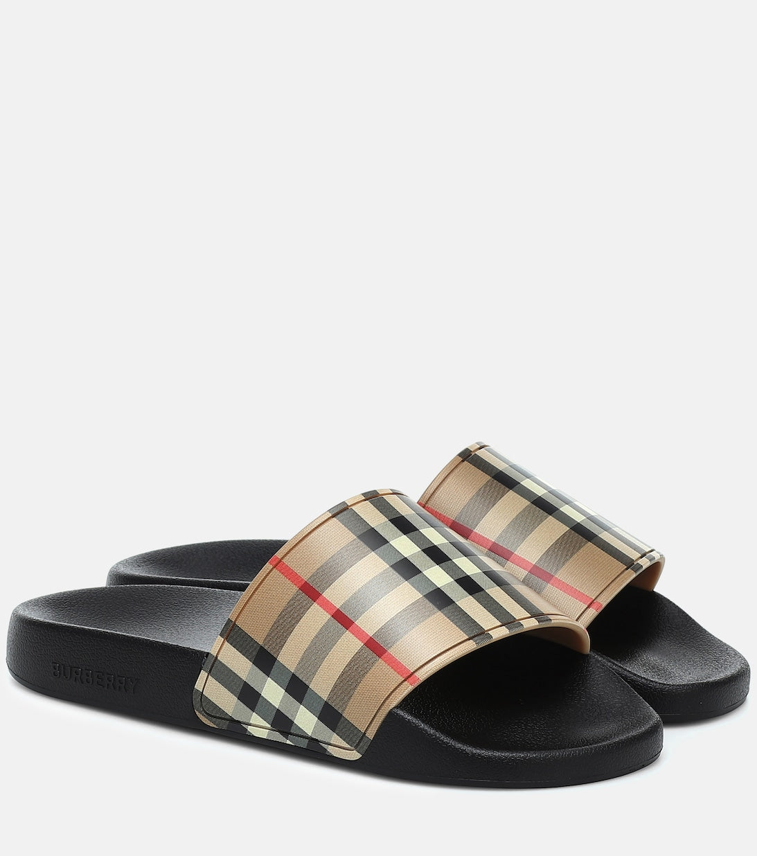 Burberry vintage check sliders, beige