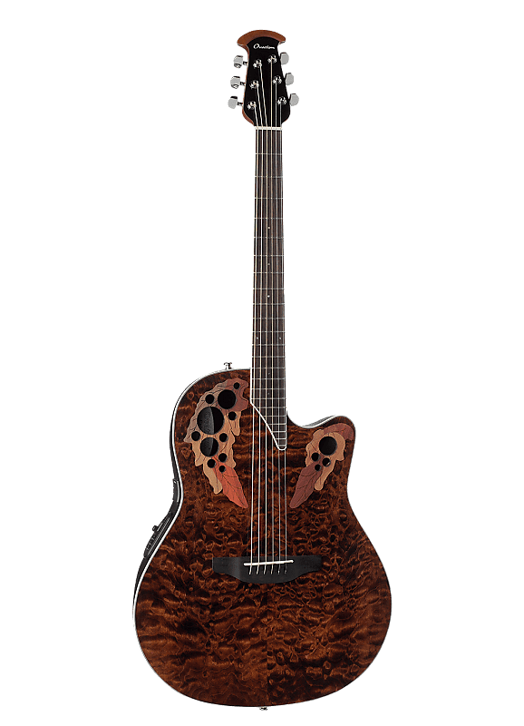 Acoustic Guitar Ovation CE44P-TGE Exotic Celebrity Elite Plus Selected Figured Top Mid-Depth Lyrachord Body Nato Neck 6-String Acoustic-Electric Guitar