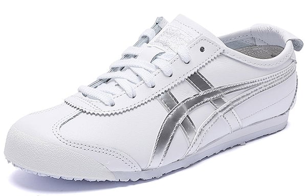 حذاء رياضي Onitsuka Tiger للجنسين من Mexico 66 للجري باللون الفضي/الأبيض، أبيض