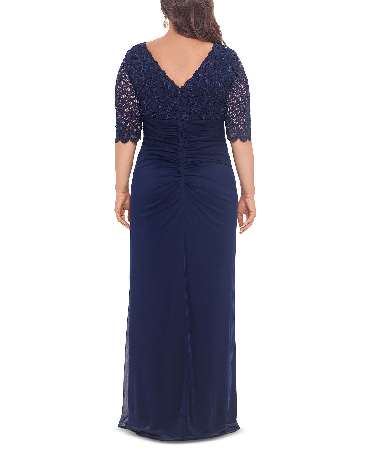 Betsy & Adam Plus Size V-Neck Dress, Navy