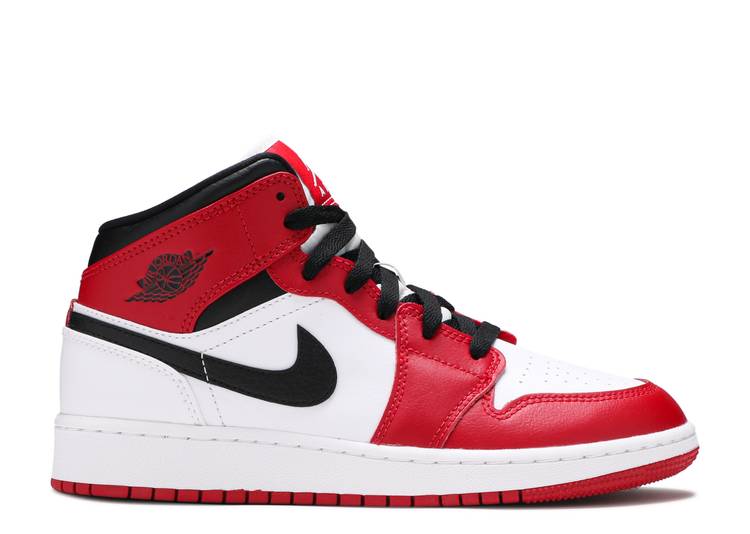 حذاء رياضي AIR JORDAN 1 MID GS 'CHICAGO'، باللون الأبيض