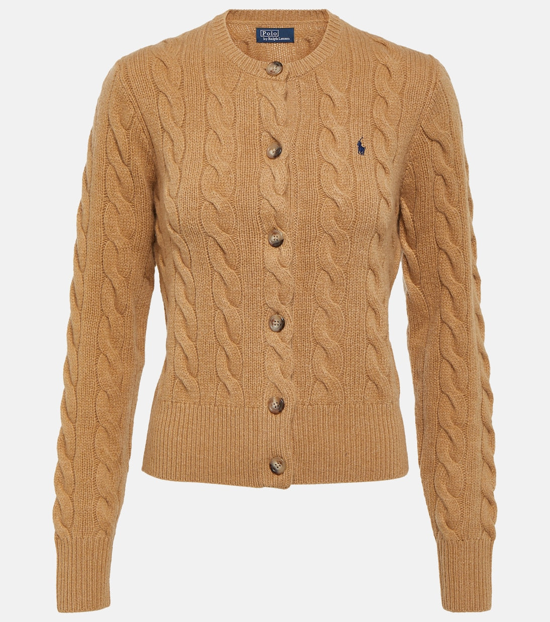 Polo Ralph Lauren cable knit cardigan in wool and cashmere, beige