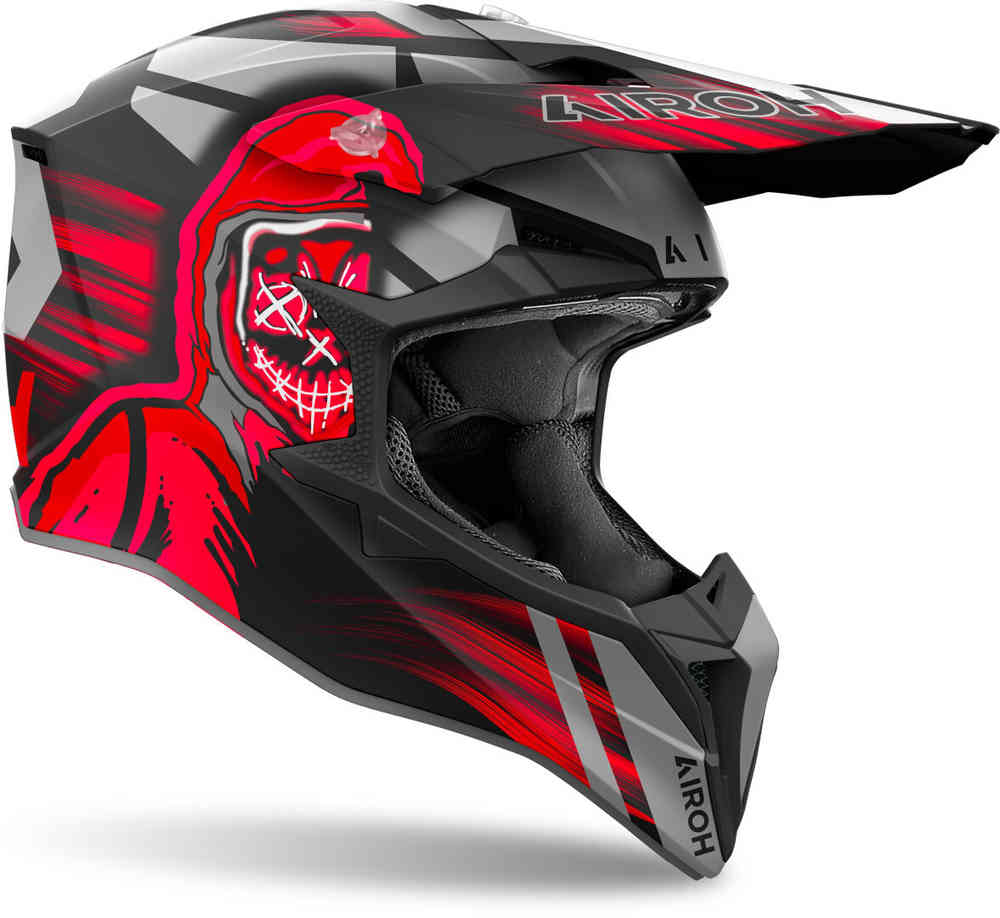 Wraaap Airoh Cyber Motocross Helmet, Black/Grey/Red