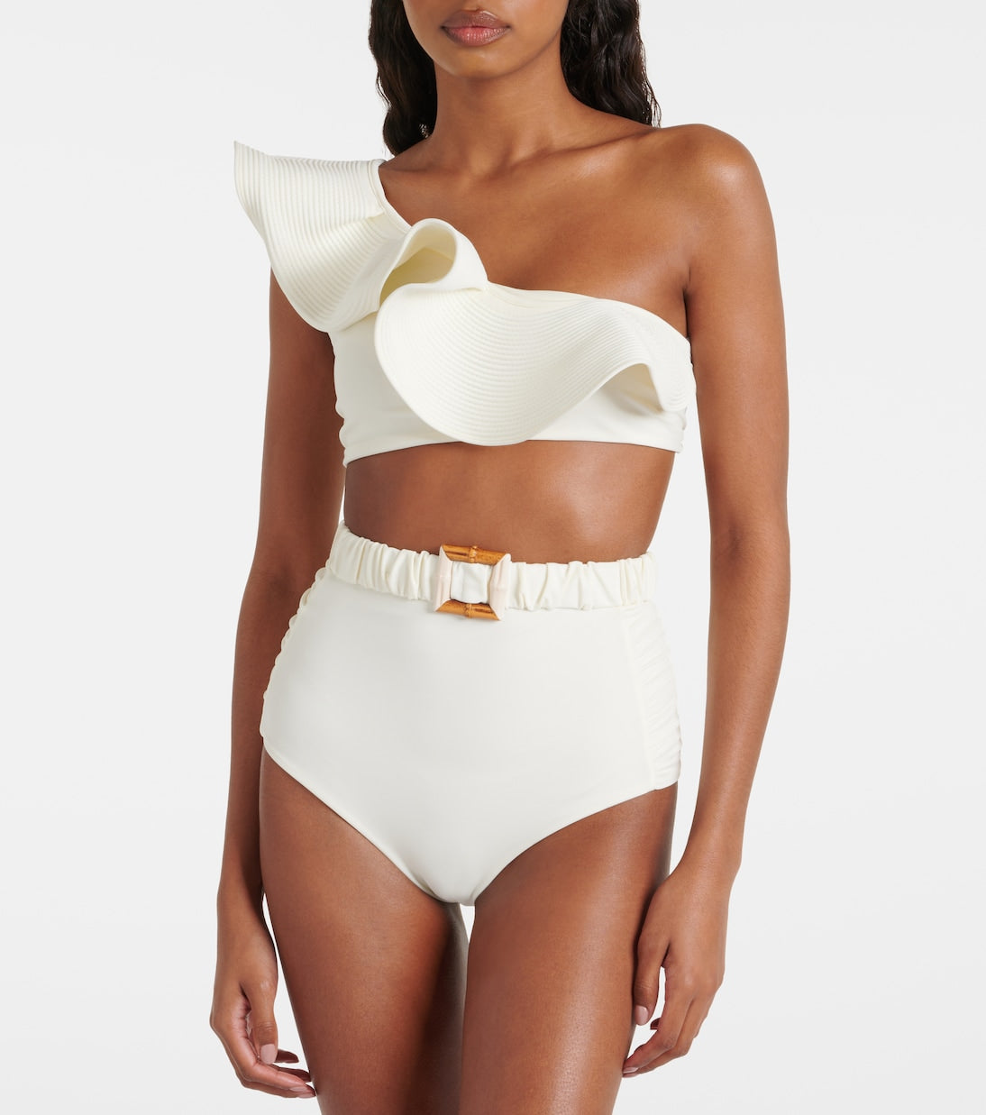 Johanna Ortiz High Waist Bikini Bottoms, Beige