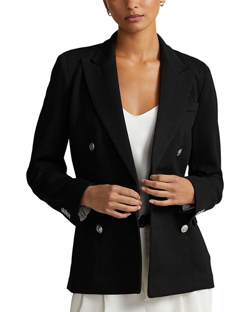 Ralph Lauren Knitted Double Breasted Blazer, Black