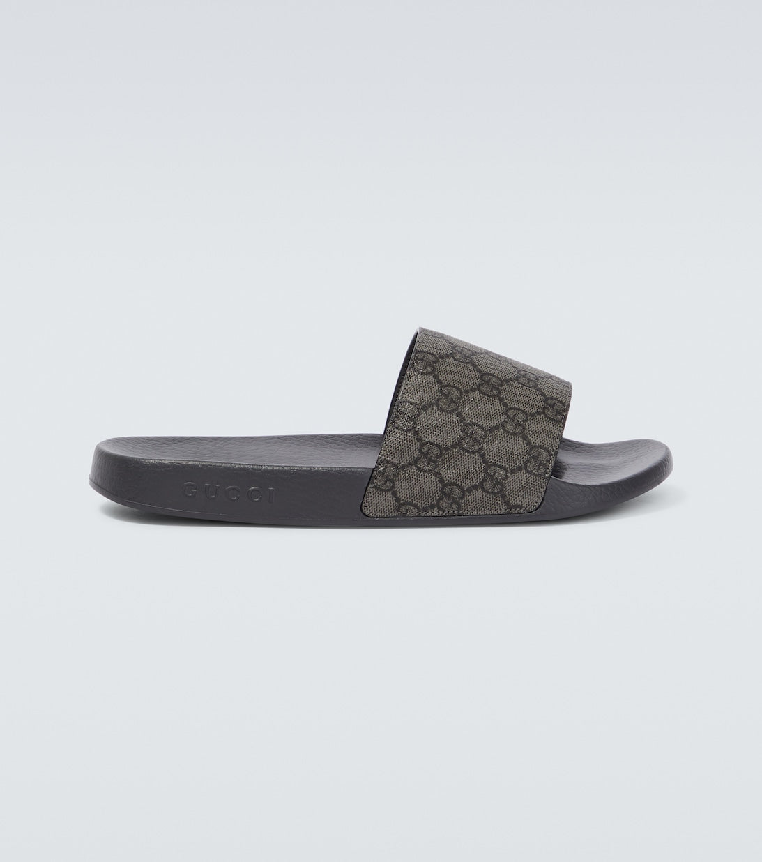 GG Supreme Gucci canvas slides, gray