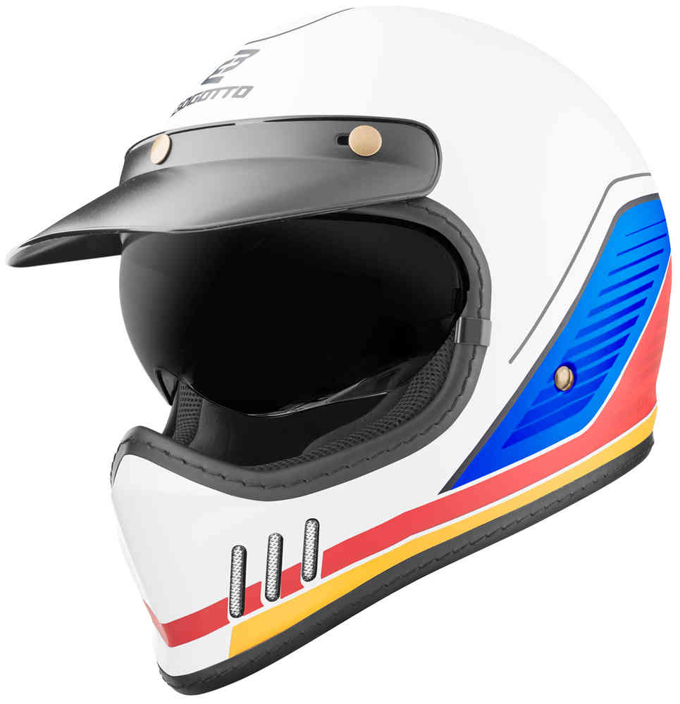 FF980 EX-R Cross Helmet Caferacer Bogotto, white/blue/red