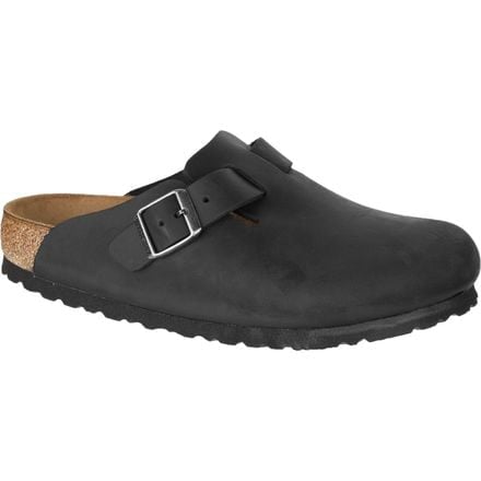 Boston men's Birkenstock leather clogs, color Black Oiled Leather