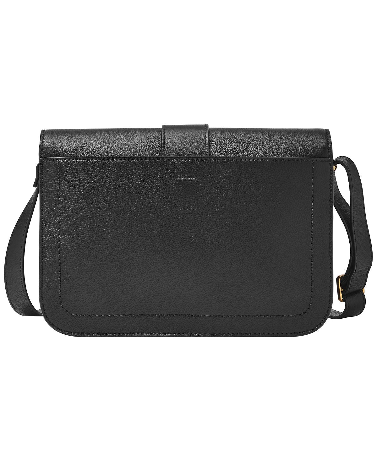 Zoey Fossil Large Leather Crossbody Bag, Black