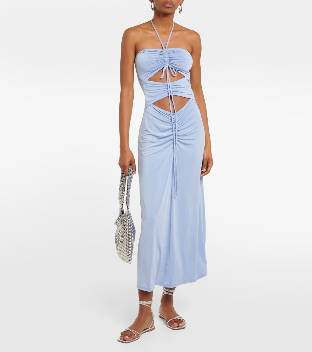 Jade Swim kira ruched midi dress, blue