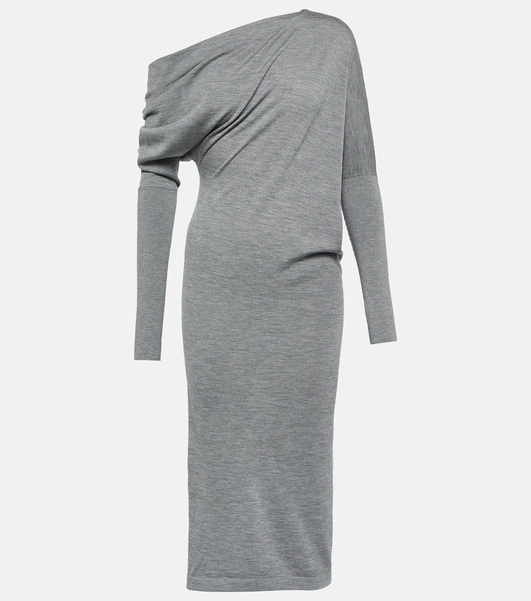 TOM FORD cashmere and silk off-shoulder midi dress, gray