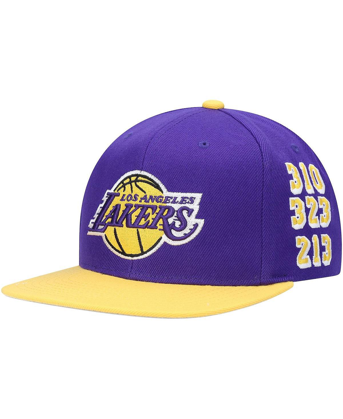 قبعة Mitchell &amp; Ness للرجال باللون الأرجواني من Los Angeles Lakers Area Code Snapback