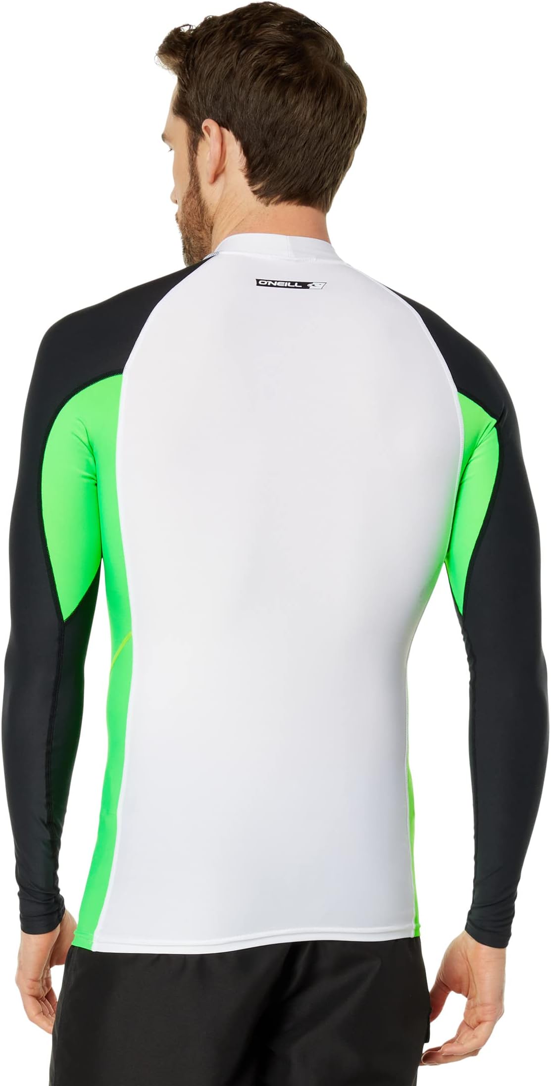 O'Neill Premium Long Sleeve Rashguard in White/Dayglow/Raven