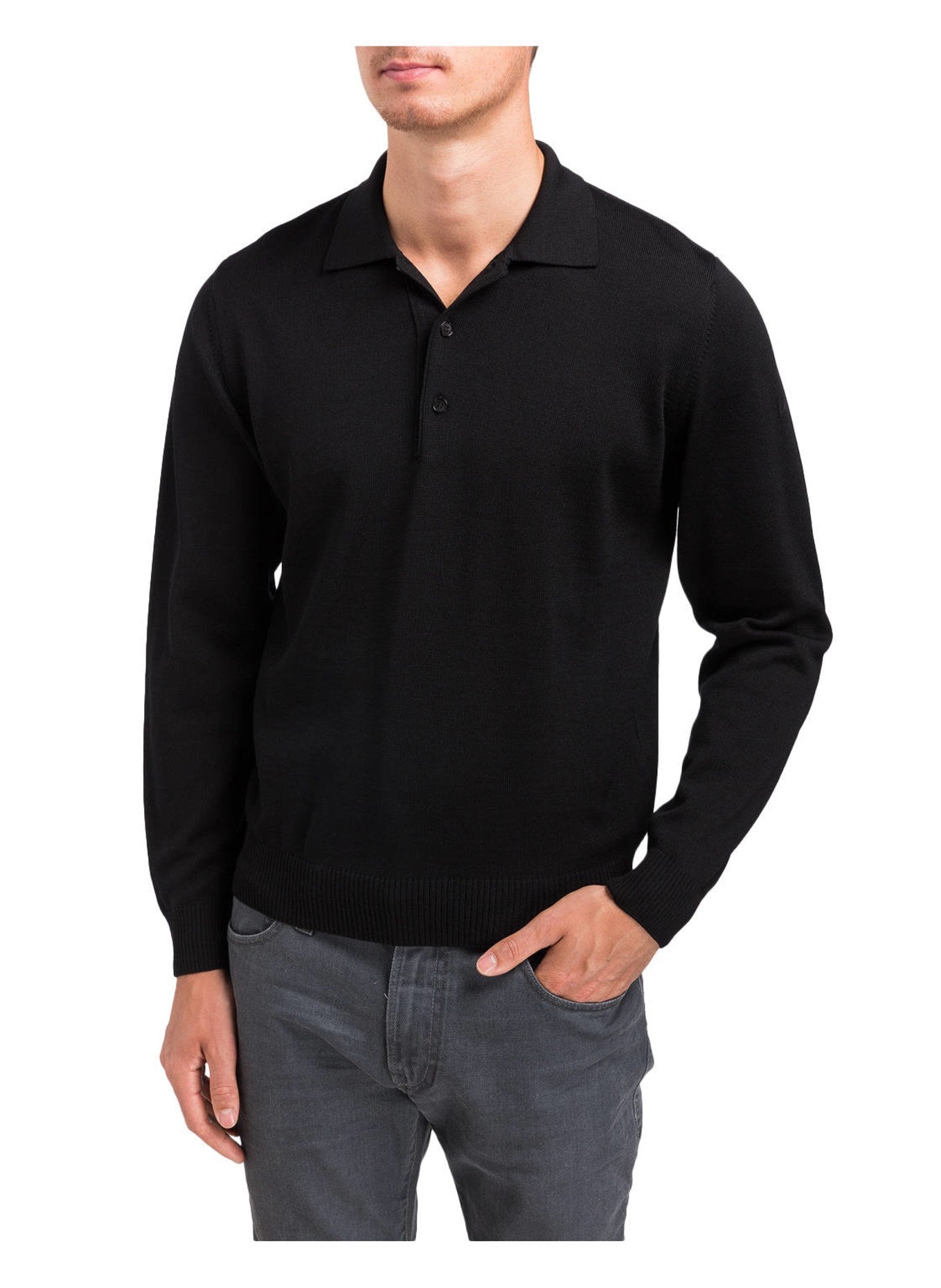 Sweater MAERZ MUENCHEN mit Polokragen, black