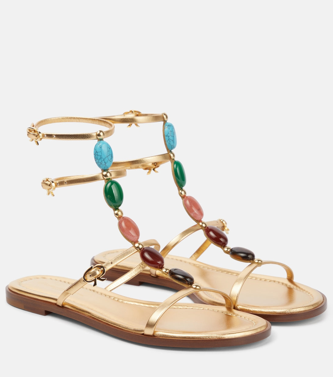 Shanti Gianvito Rossi embellished leather sandals, gold