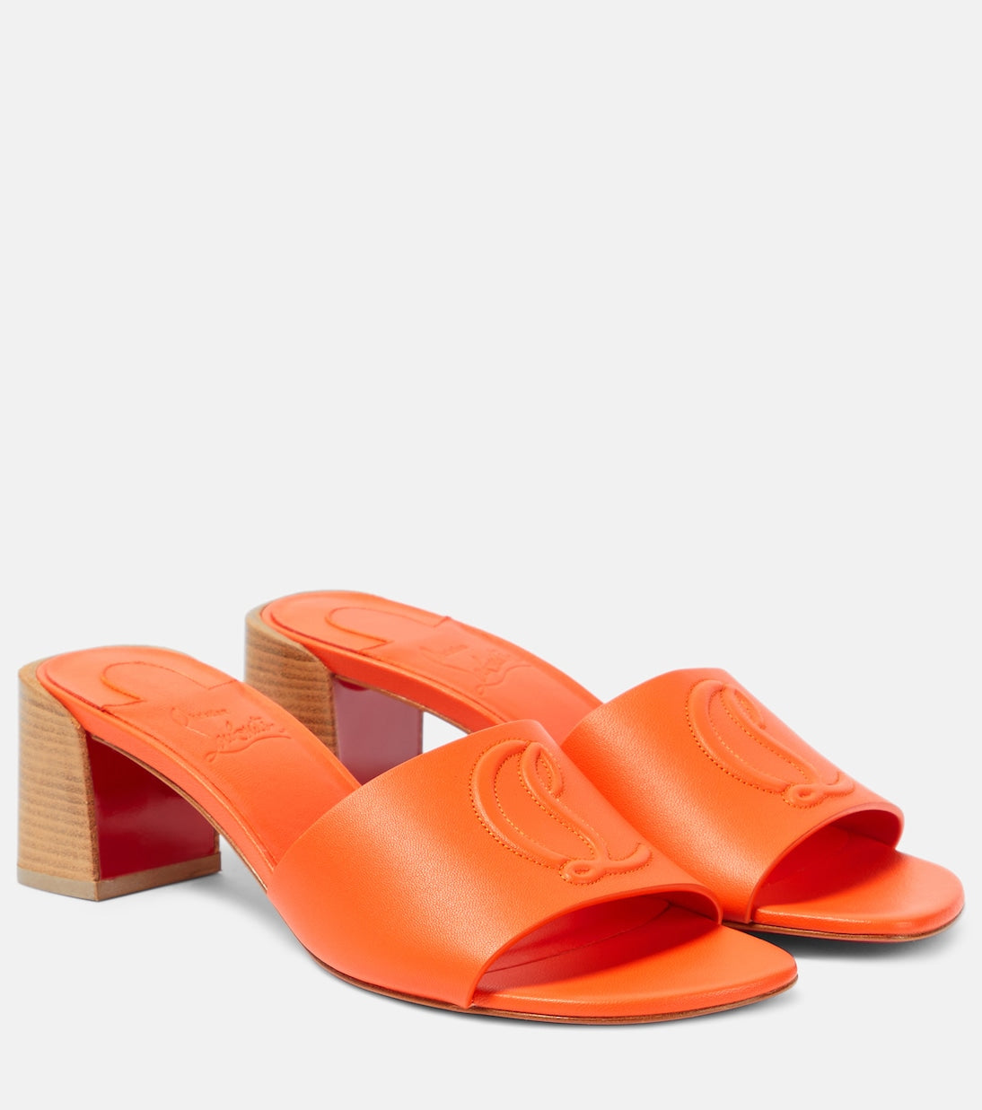 Christian Louboutin so cl 55 embossed leather mules, orange