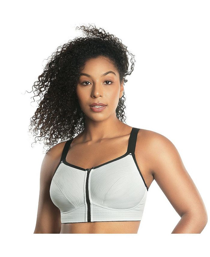 PARFAIT Women's Wave Wireless Front Zip Sports Bra, Silver