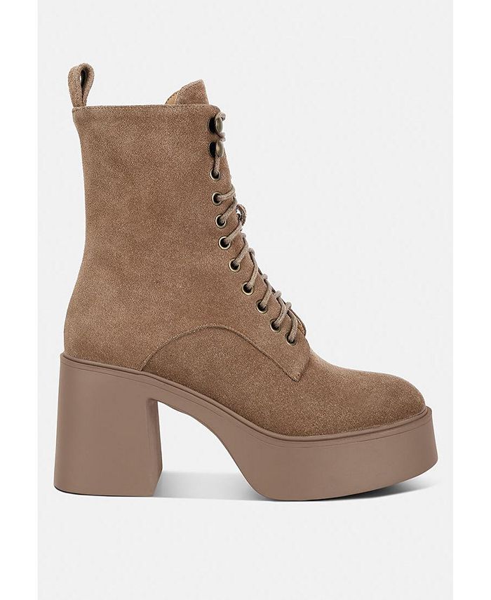 Rag & Co Women's Carmac High Platform Ankle Boots, Brown/Beige