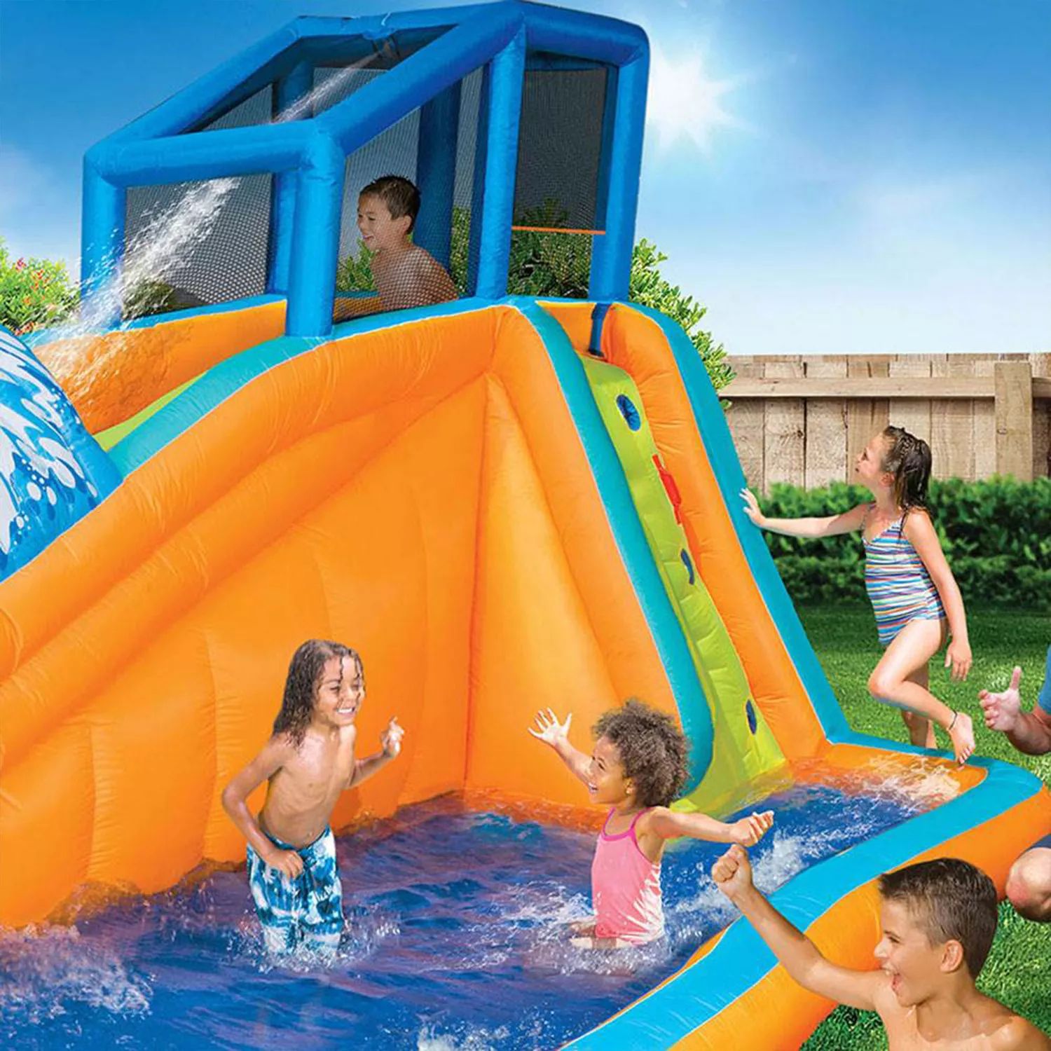 Banzai Surf Rider Kids Inflatable Outdoor Water Slide Aqua Lagoon Splash Park Banzai