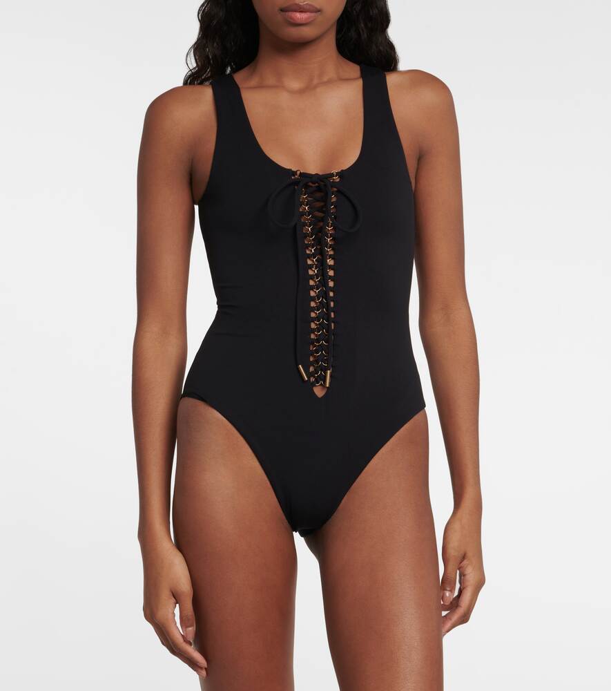 SAINT LAURENT lace-up swimsuit, black