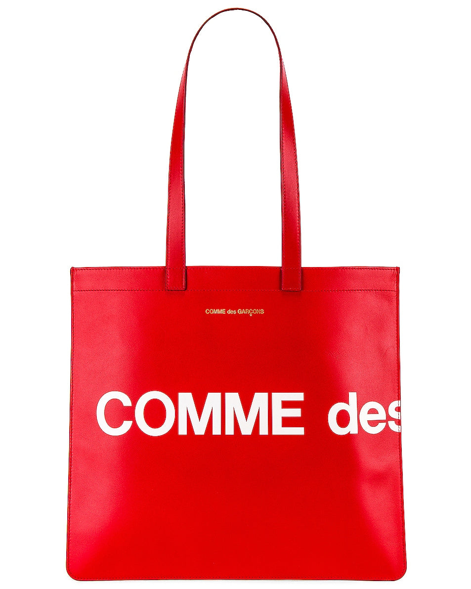 Comme des Garçons Huge Logo Tote Bag, red