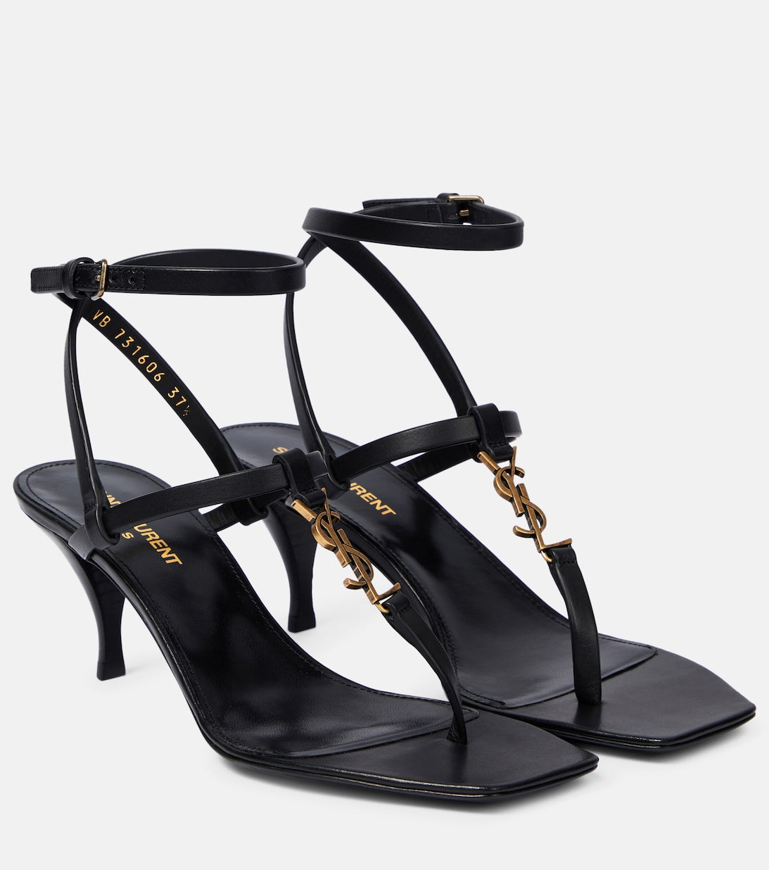 Cassandra 60 Saint Laurent leather sandals, black