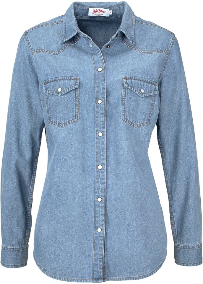 John Baner Jeanswear Long Sleeve Denim Shirt, Blue