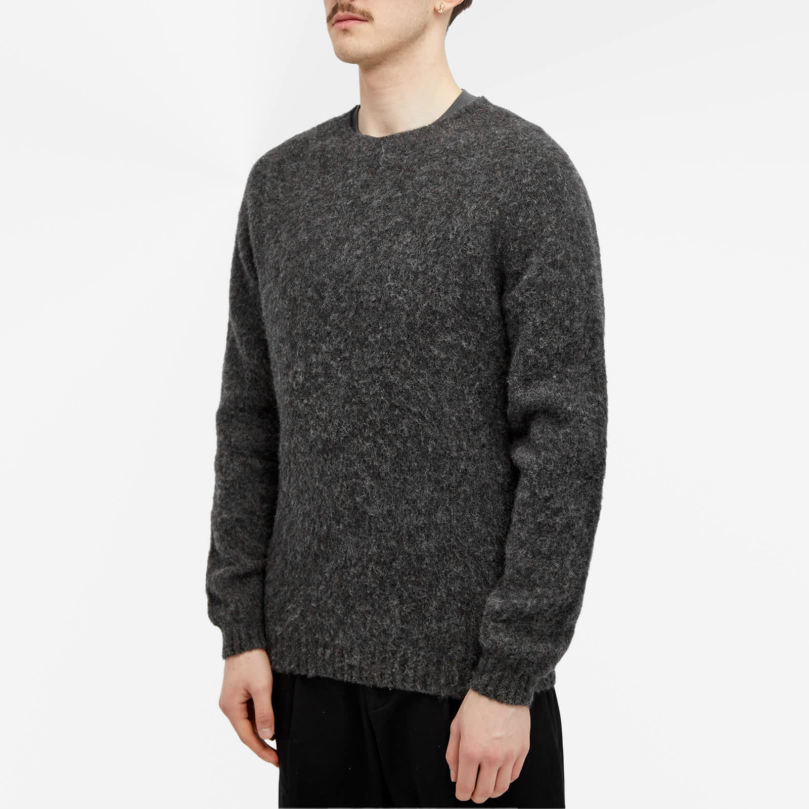 Norse Projects Birnir Brushed Lambswool Crew Jumper, Charcoal Melange